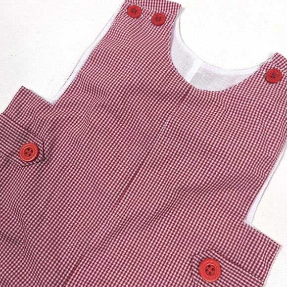 Remember Nguyen Longalls Romper Baby Boys Size 9m Red Gingham Christmas Boutique - Picture 2 of 4